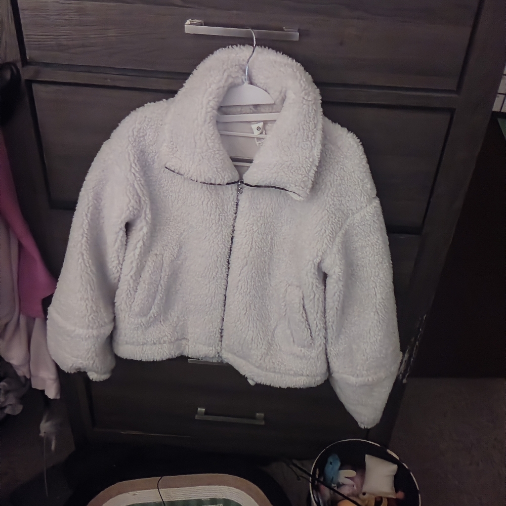LULULEMON ATHLETICA Cinchable Fleece Zip Up - Bone Size 2 - Picture 6 of 16
